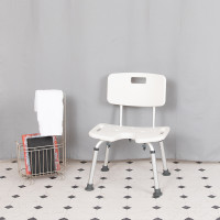Flash Furniture DC-HY3502L-WH-GG HERCULES Series Tool-Free and Quick Assembly, 300 Lb. Capacity, Adjustable White Bath & Shower Chair with U-Shaped Cutout